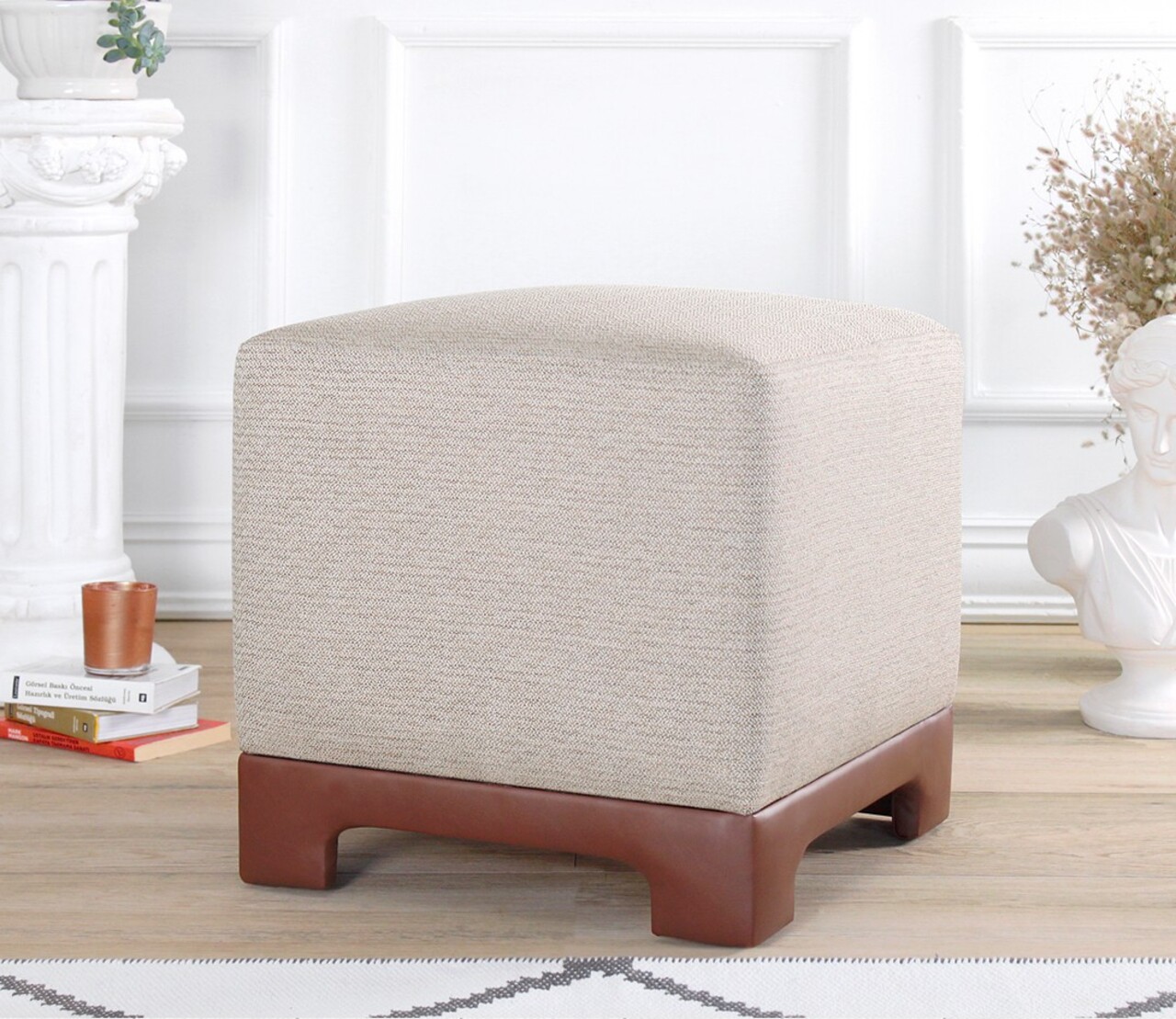Taburet, Atelier del Sofa, 209FLF1416, 50% bumbac, 50% in, Bej - imagine 6